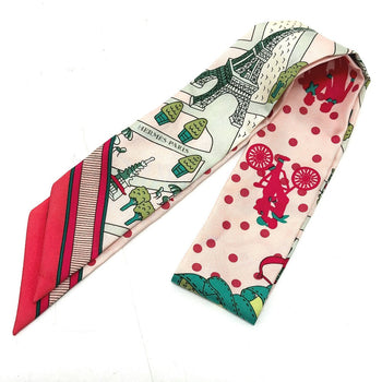 Hermes Scarf Silk Pink Twilly Women