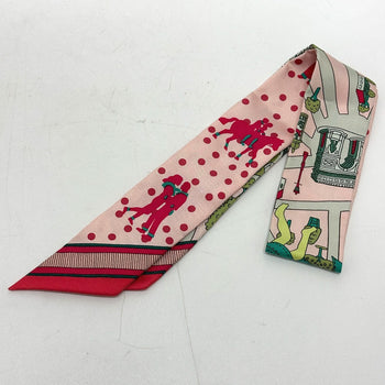 Hermes Scarf Silk Pink Twilly Women