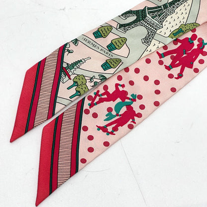 Hermes Scarf Silk Pink Twilly Women