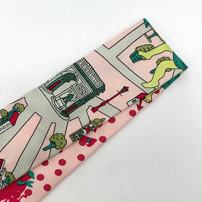 Hermes Scarf Silk Pink Twilly Women