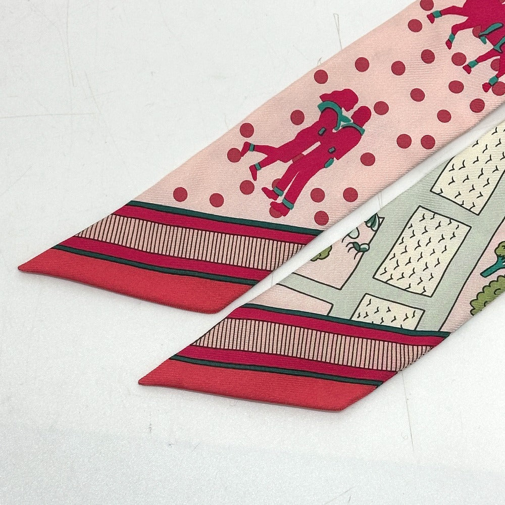 Hermes Scarf Silk Pink Twilly Women