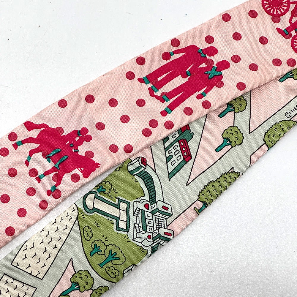 Hermes Scarf Silk Pink Twilly Women