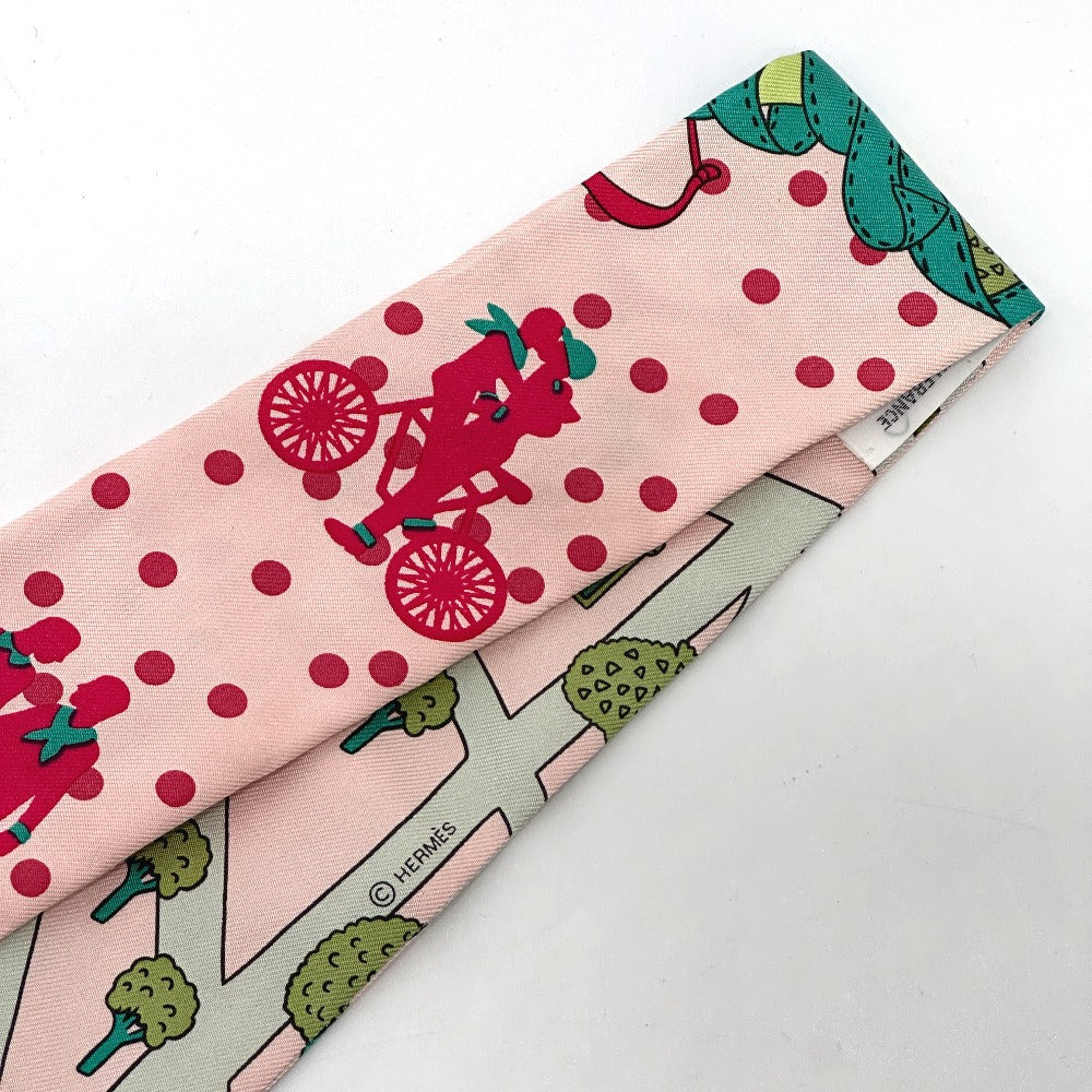 Hermes Scarf Silk Pink Twilly Women