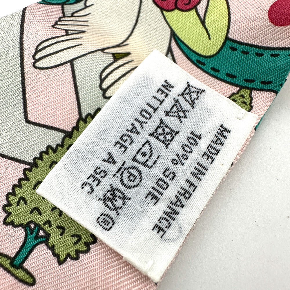 Hermes Scarf Silk Pink Twilly Women