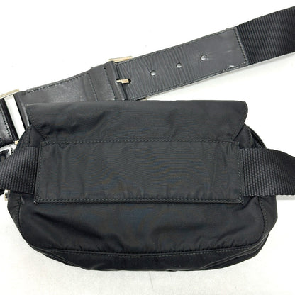 Prada Waist Bag Nylon / Leather Black Triangle Logo Sling Bag Mens