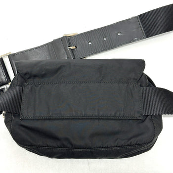 Prada Waist Bag Nylon / Leather Black Triangle Logo Sling Bag Mens
