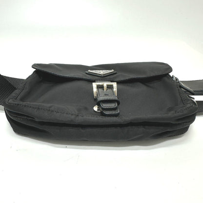 Prada Waist Bag Nylon / Leather Black Triangle Logo Sling Bag Mens