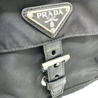 Prada Waist Bag Nylon / Leather Black Triangle Logo Sling Bag Mens