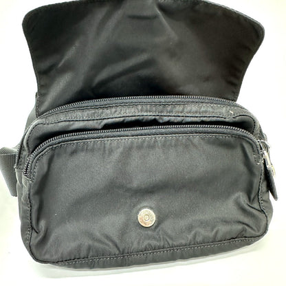 Prada Waist Bag Nylon / Leather Black Triangle Logo Sling Bag Mens