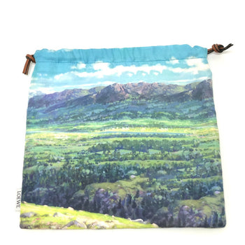 Loewe Pouch C822057X24 Canvas Blue Ghibli Collaboration Howl'S Moving Castle Drawstring Women