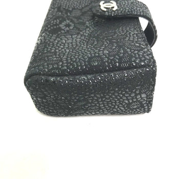 Chanel Pouch Leather Black Coco Mark Cc Women