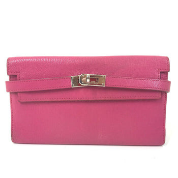 Hermes Long Wallet Purse Shave Pink Type Kelly Wallet Long Depliant Women
