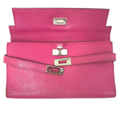 Hermes Long Wallet Purse Shave Pink Type Kelly Wallet Long Depliant Women