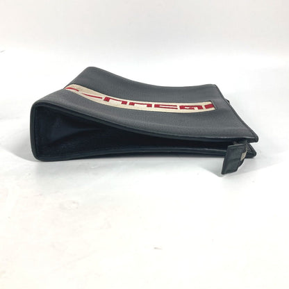 Gucci Clutch Bag 475316 Leather Black Pouch Bag Web Stripe Logo