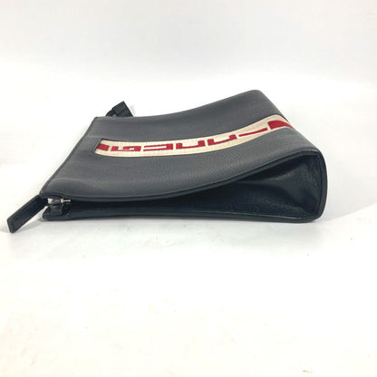 Gucci Clutch Bag 475316 Leather Black Pouch Bag Web Stripe Logo