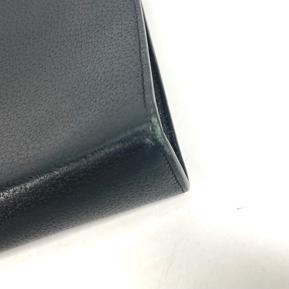 Gucci Clutch Bag 475316 Leather Black Pouch Bag Web Stripe Logo