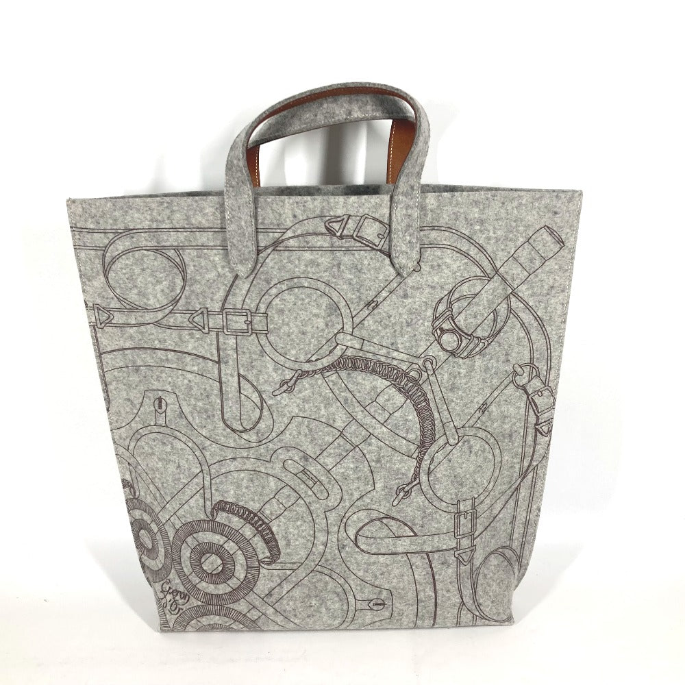 Hermes Tote Bag Felt, Leather Gray Shoulder Bag Shoulder Bag Karimi Gm