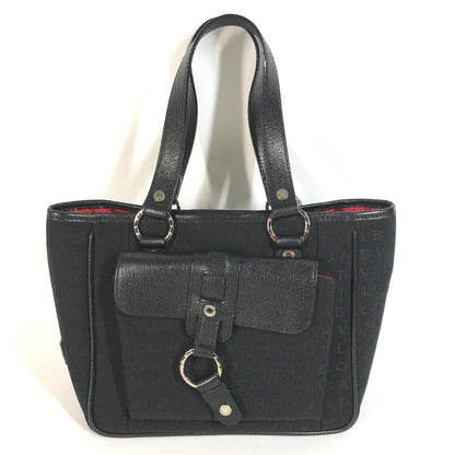 Bvlgari Shoulder Bag Leather / Canvas Black Tote Bag Logo Mania