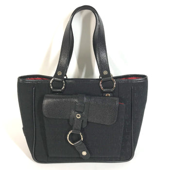 Bvlgari Shoulder Bag Leather / Canvas Black Tote Bag Logo Mania