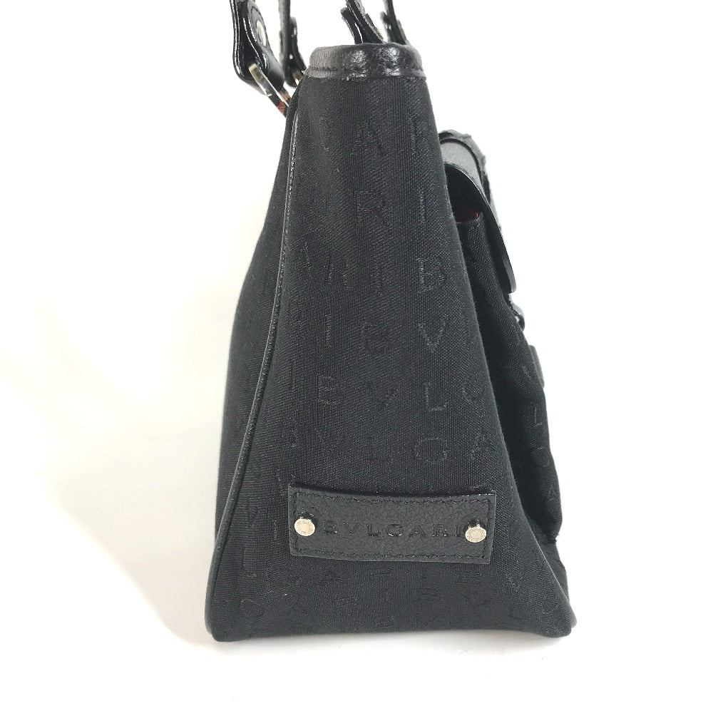 Bvlgari Shoulder Bag Leather / Canvas Black Tote Bag Logo Mania