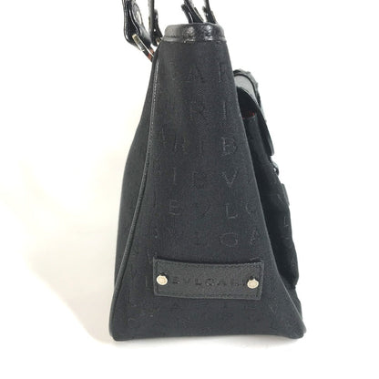 Bvlgari Shoulder Bag Leather / Canvas Black Tote Bag Logo Mania