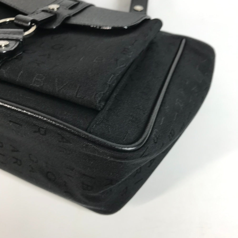 Bvlgari Shoulder Bag Leather / Canvas Black Tote Bag Logo Mania