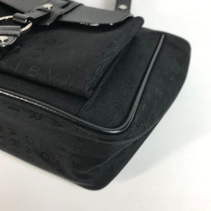 Bvlgari Shoulder Bag Leather / Canvas Black Tote Bag Logo Mania