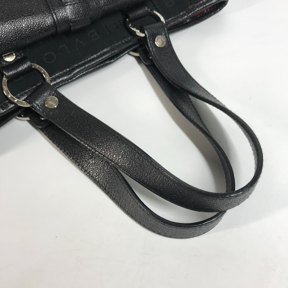 Bvlgari Shoulder Bag Leather / Canvas Black Tote Bag Logo Mania