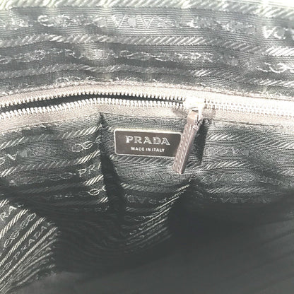 Prada Shoulder Bag Bn0081 Leather / Canvas Beige By Color Triangle Logo Plate