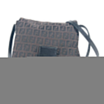 Fendi Shoulder Bag Leather / Canvas Brown Zucchino Logo Flap