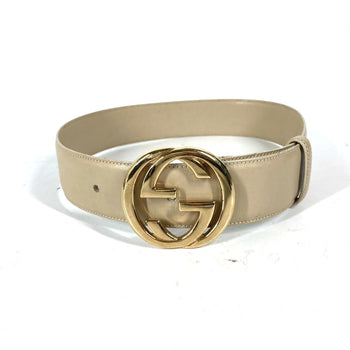 Gucci Belt 0370394 Leather Beige Gg Logo 65