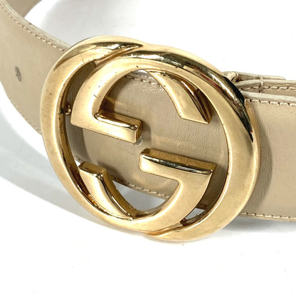 Gucci Belt 0370394 Leather Beige Gg Logo 65
