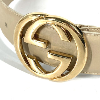 Gucci Belt 0370394 Leather Beige Gg Logo 65