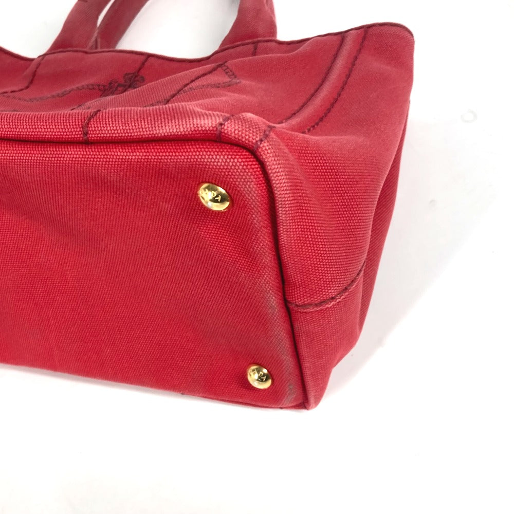 Prada Handbag Canvas Red Logo Canapa Stainless Steel Mini