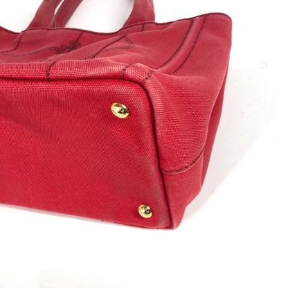 Prada Handbag Canvas Red Logo Canapa Stainless Steel Mini
