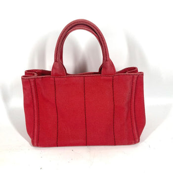 Prada Handbag Canvas Red Logo Canapa Stainless Steel Mini