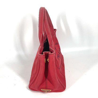 Prada Handbag Canvas Red Logo Canapa Stainless Steel Mini