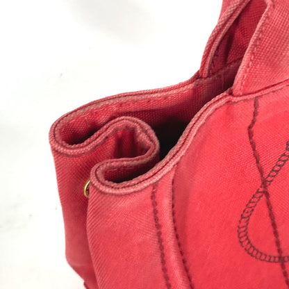 Prada Handbag Canvas Red Logo Canapa Stainless Steel Mini