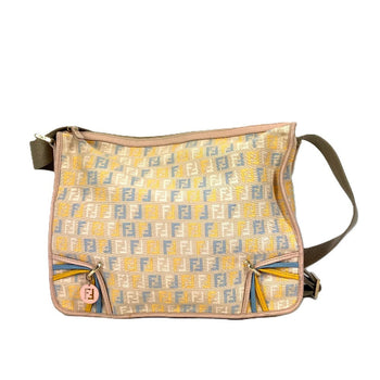 Fendi Shoulder Bag Leather / Canvas Multicolor Zucca Logo Unisex(Unisex)