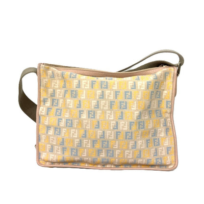 Fendi Shoulder Bag Leather / Canvas Multicolor Zucca Logo Unisex(Unisex)