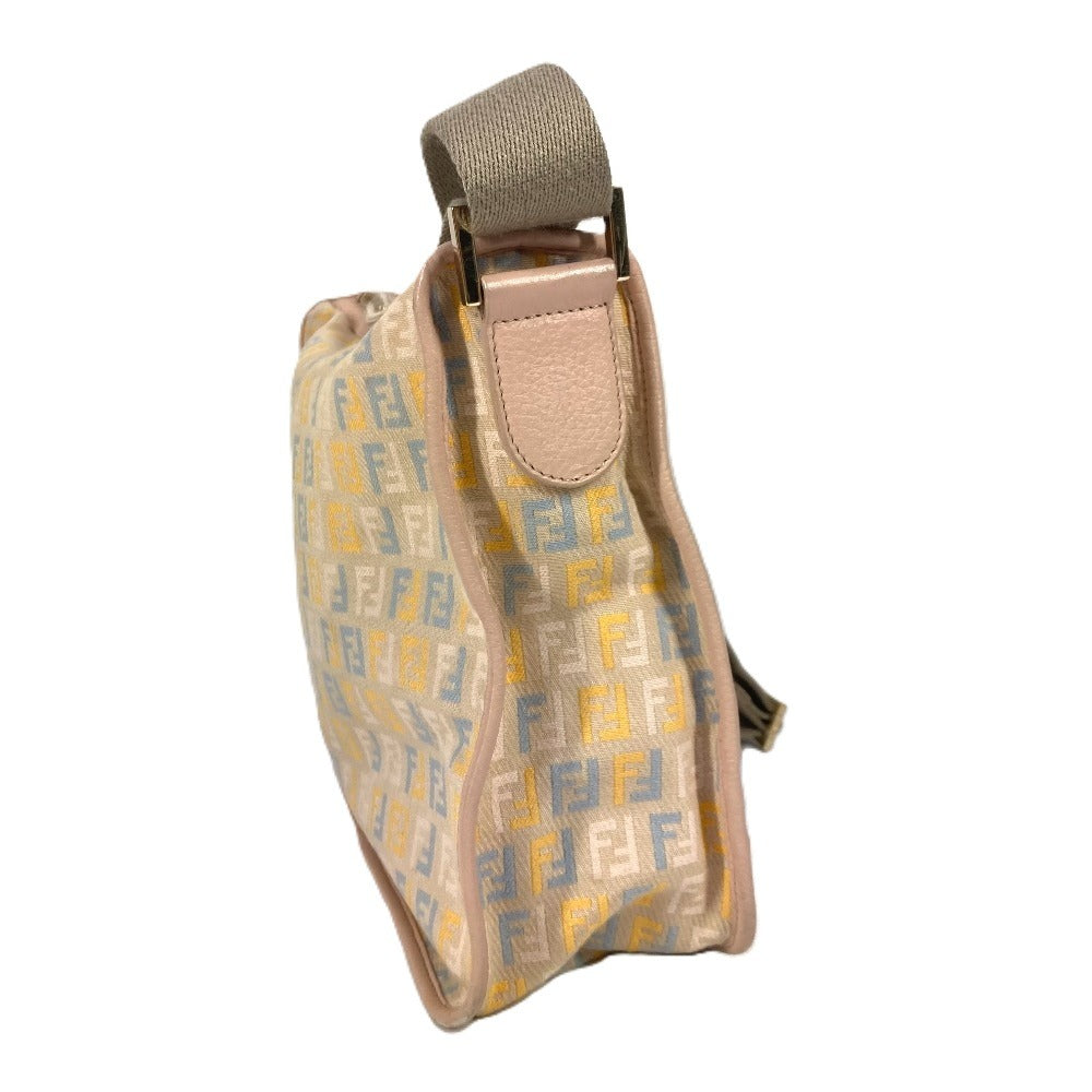 Fendi Shoulder Bag Leather / Canvas Multicolor Zucca Logo Unisex(Unisex)