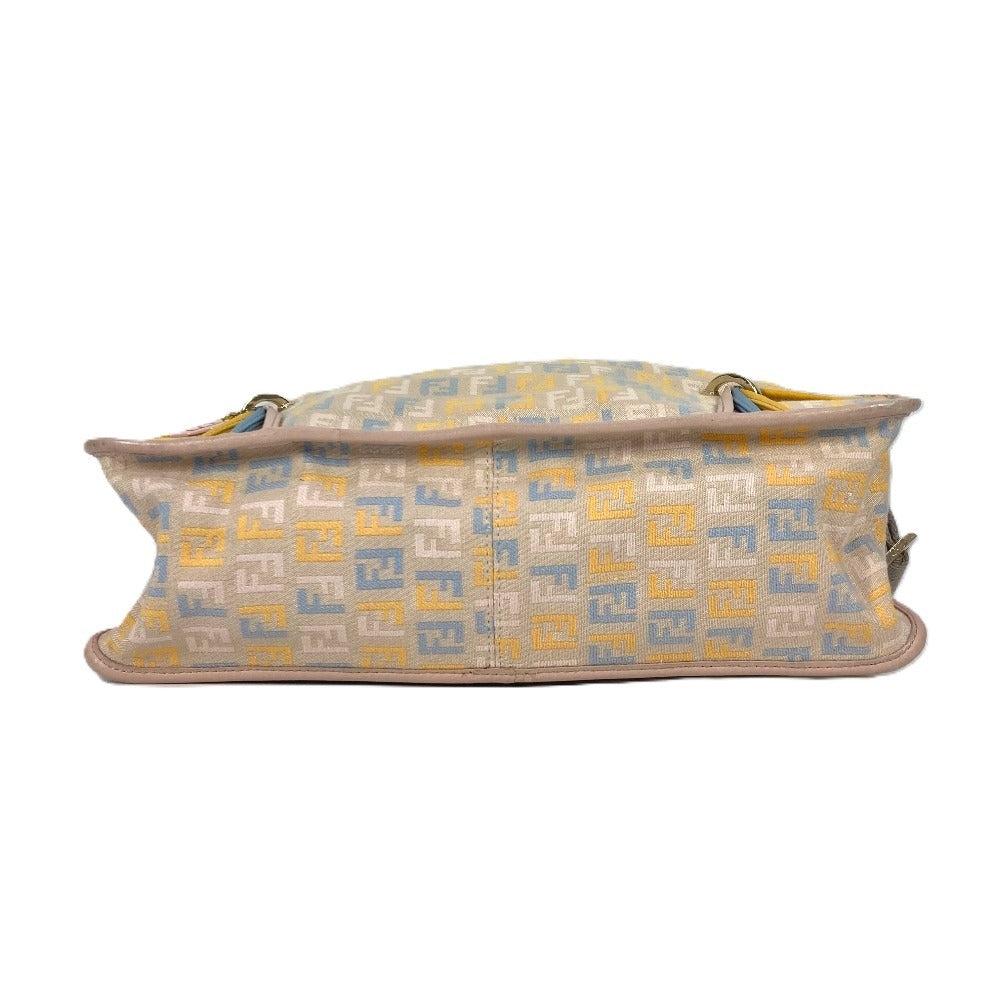 Fendi Shoulder Bag Leather / Canvas Multicolor Zucca Logo Unisex(Unisex)