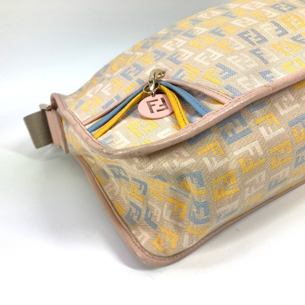 Fendi Shoulder Bag Leather / Canvas Multicolor Zucca Logo Unisex(Unisex)