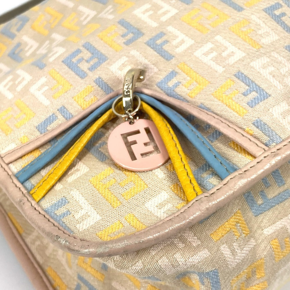 Fendi Shoulder Bag Leather / Canvas Multicolor Zucca Logo Unisex(Unisex)