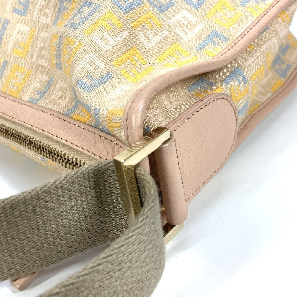 Fendi Shoulder Bag Leather / Canvas Multicolor Zucca Logo Unisex(Unisex)