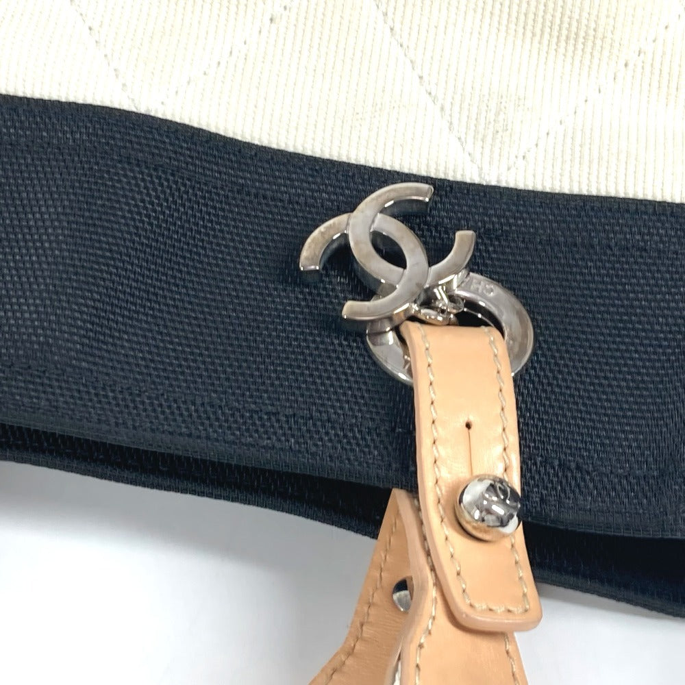 Chanel Shoulder Bag A34208 Canvas White Cc Coco Mark Paris Biarritz Pm Women