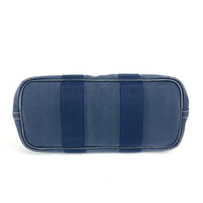 Hermes Handbag Leather / Canvas Navy Valparaiso Pm Valparaiso