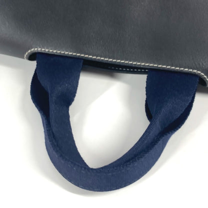 Hermes Handbag Leather / Canvas Navy Valparaiso Pm Valparaiso