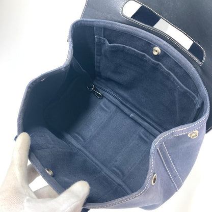 Hermes Handbag Leather / Canvas Navy Valparaiso Pm Valparaiso