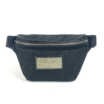 Fendi Sling Bag Nylon Canvas Black Logo Mesh Zucca Unisex(Unisex)